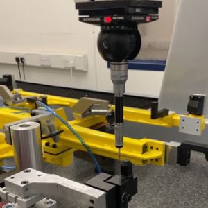 Coordinate measuring machine inspecting a fabricated assembly at CNTL
