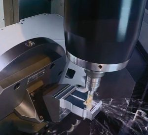 High-tolerance component being machined to aerospace standard
