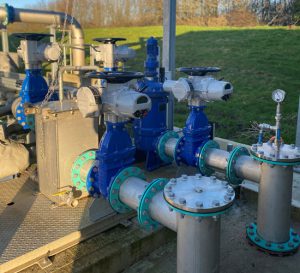 Pipework and valve installation at a water treatment site
